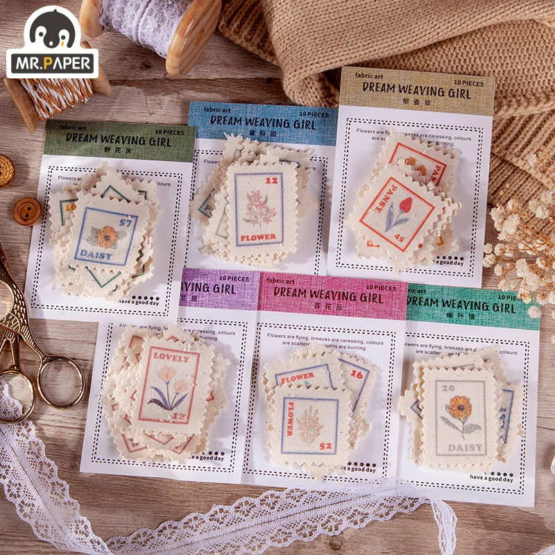 

Mr.Paper 8 Beautiful Day Weaving Dream Girl Series Color Plant Cotton Linen Stamp Material Package Stitching DIY Material Packag