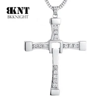 New Fast furious 8 hip hop necklace pendant Dominic Toretto cross Top 316 stainless steel with crystal for men  CAGF0128