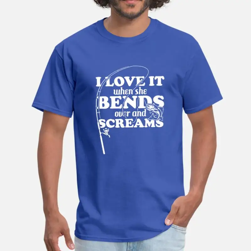Men-Blue I Love It When She изгибается подарок рыбацкая лодка Мужская футболка Женская вырез лодочкой Солнечный свет мужская футболка большой S-5xl поп-топ - Цвет: Men-Blue