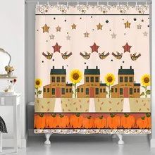 

Vintage Country Shower Curtain-Rustic Floral Sunflowers Birds Stars Pumpkin Farmhouse ,Waterproof Washablem Bathroom Decor Sets