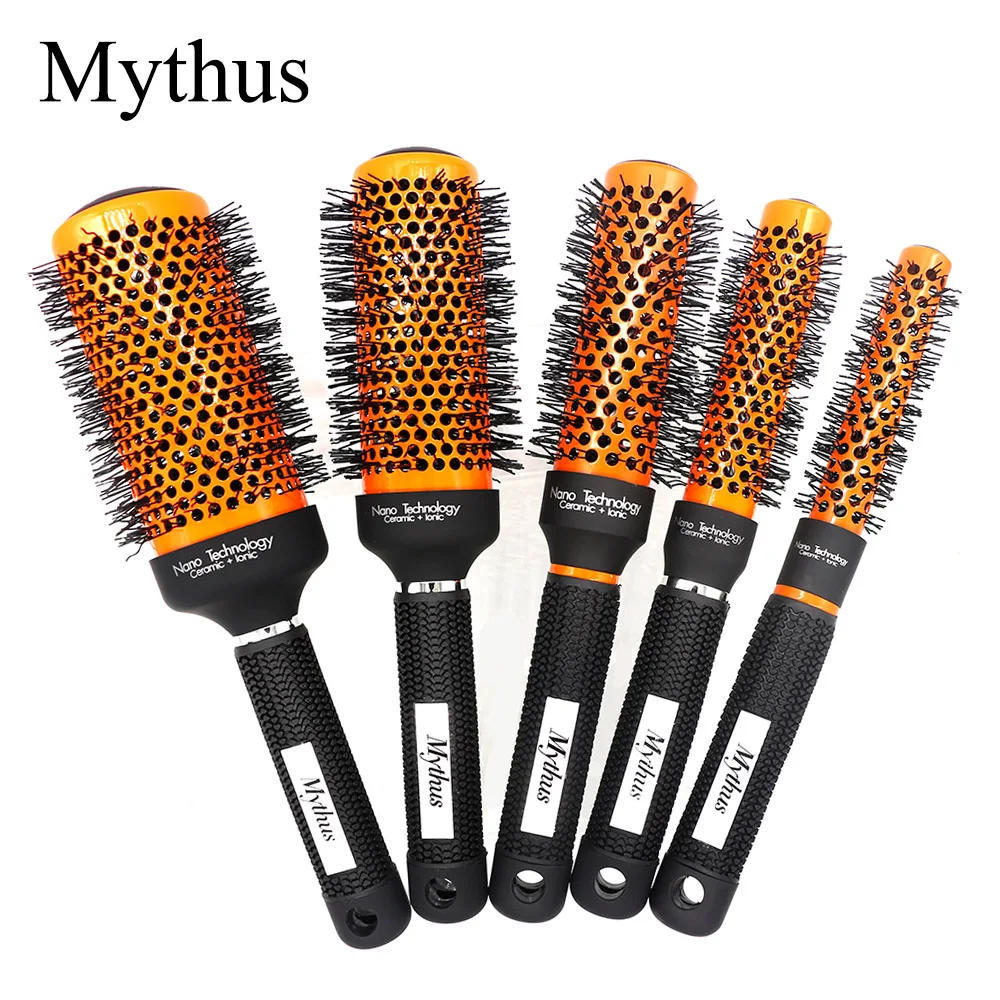 Mythusสีส้มHairdressingรอบแปรงเซรามิค5ขนาดSalon Hairstyling Combสำหรับ