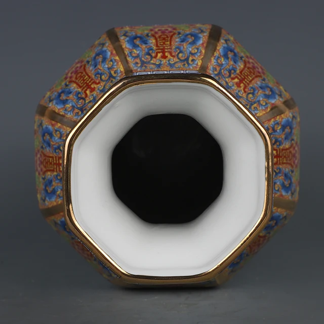 Qianlong Pastel Eight Immortals Figure Octagonal Vase Jingdezhen Antique Porcelain Vase Home Chinese Ornaments 4