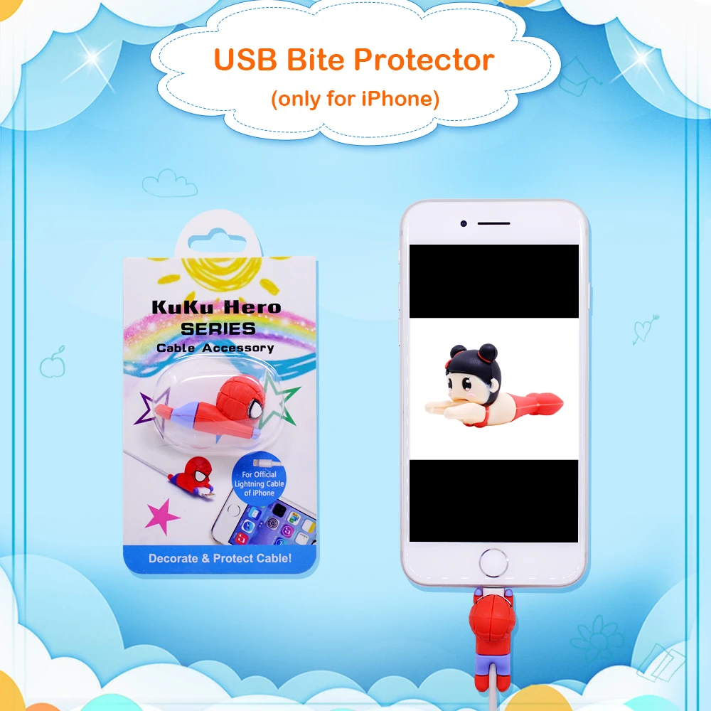 CHIPAL мультяшный кабель протектор животных укусы для iPhone USB провода моталки Chompers Органайзер супергерой Русалка милый держатель для укуса