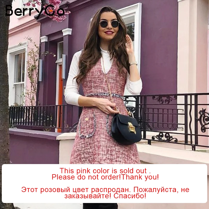 BerryGo, элегантное, офисное, женское, клетчатое, зимнее платье,, длинный рукав, стоячий воротник, толстое, теплое, с кисточками, платье, модное, тонкое, женское, vestido