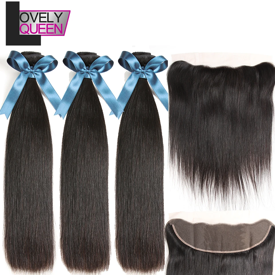 

Brazilian Straight Hair Human Hair Bundles with Closure Non Remy 3 Weave Bundles with Closure