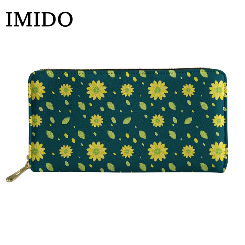 IMIDO модный принт подсолнечника женский кошелек мультфильм длинный знаменитый женский кошелек брендовые Визитницы клатч дорожный индивидуальные кошельки - Цвет: as picture