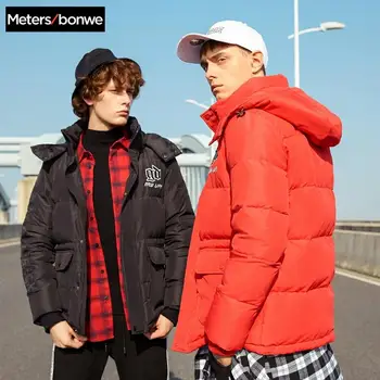 

Metersbonwe Men's Handsome trend fashion Parkas Down Jacket Duck Down Coat Warm Climbing Jacket Hooded Down Coat