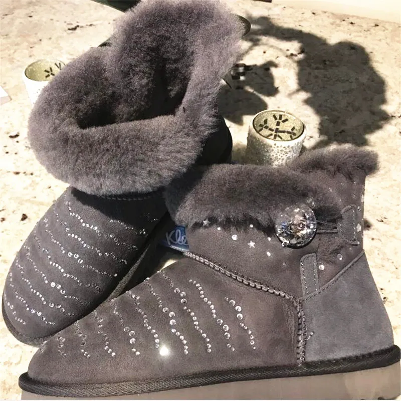 Женские ботинки из 2020 натуральной овечьей кожи на меху|Зимние сапоги| |