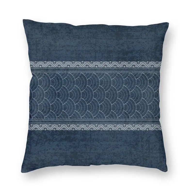 

Denim Indigo Embroidery Textiles Cushion Cover Print Navy Jeans Texture Throw Pillow Case for Living Room Cool Pillowcover Decor