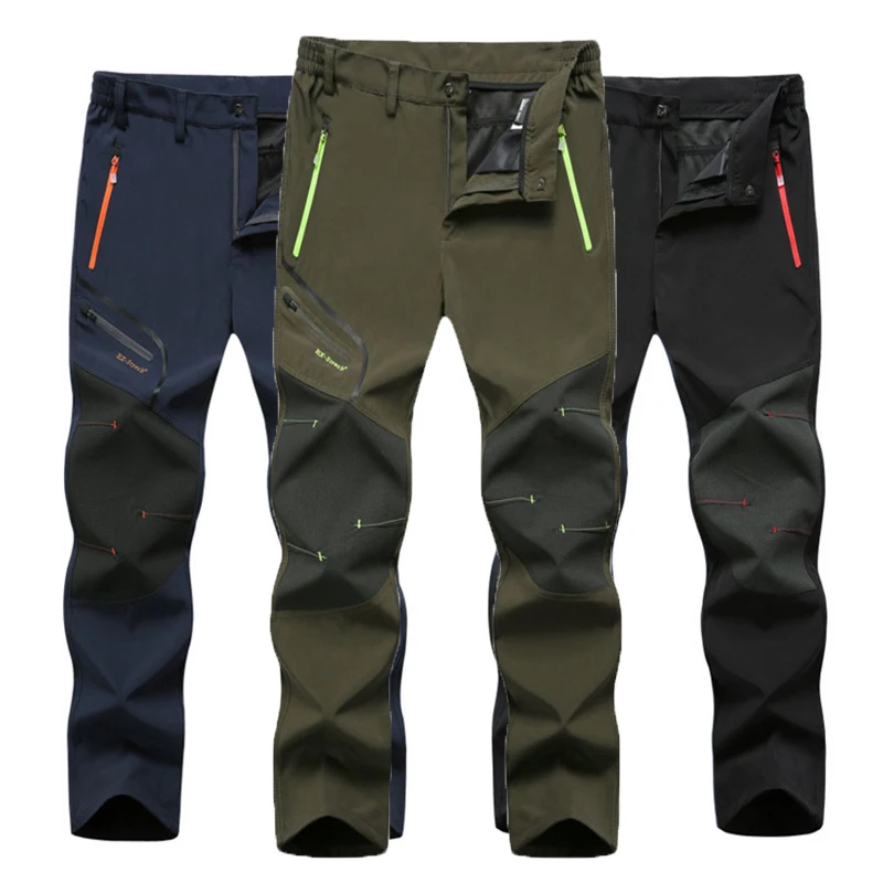L-6XL Camping Climbing Fishing Trekking Hiking Men Summer Winter Fleece Quick dry Waterproof Breathable Pant Sport Trousers 2