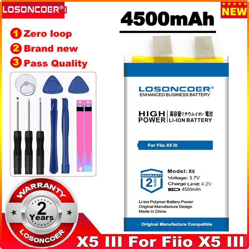 LOSONCOER 0 цикл 100% новый 4500 мАч X5 III Аккумулятор для Fiio Gen 3 Player | Мобильные телефоны и