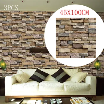 

3D Wall Paper Brick Stone Rustic Effect Self-adhesive Wall Sticker Home Decor home wallpaper Living Room Pegatinas De Pared