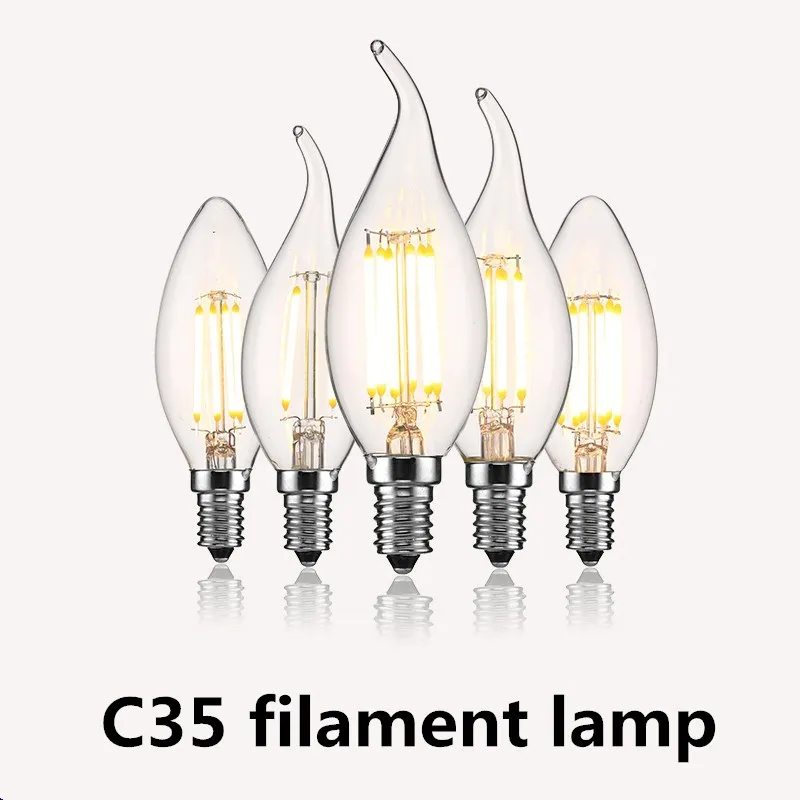 

Super Bright E14 LED Bulb Light 2W 4W 6W 220V Filament Candle Bulbs C35 C35L Edison Led Lamp Ampoule for Chandelier Lighting