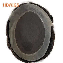 Male Prosthetic Hair Lace PU Base Men Toupee 30mm Wave Indian Human Remy Hair Wigs With Tapes Hair System Natural Color Hairline