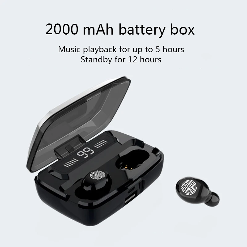 Беспроводные стереонаушники Bluetooth V5.0 Спортивные наушники гарнитура 2000 мА/ч для