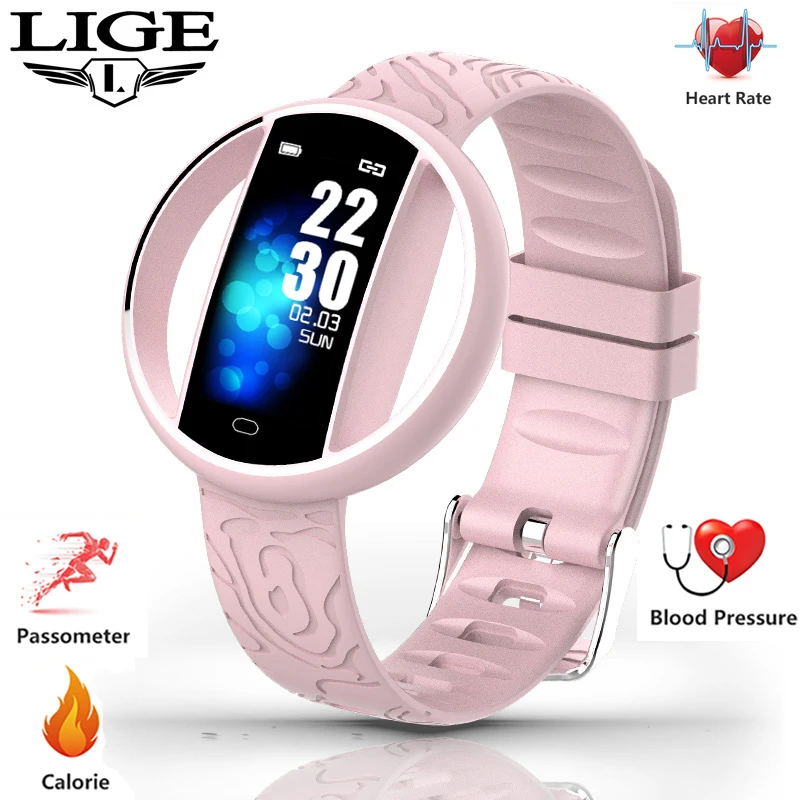 

LIGE Smart Watch Women fit bit IP67 Waterproof Fitness Tracker Heart Rate Monitor Pedometer Sport Smart Bracelet For Android ios
