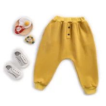 Детские шаровары в Корейском стиле из чистого хлопка для маленьких детей; детская одежда с начесом для девочек; сезон осень-зима