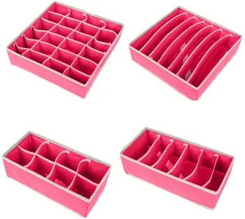 

Accovy 4 Pack Closet Underwear Organizer Drawer Divide by for Underwear Bras Socks Ties (Hot Pink-42,Freesize)