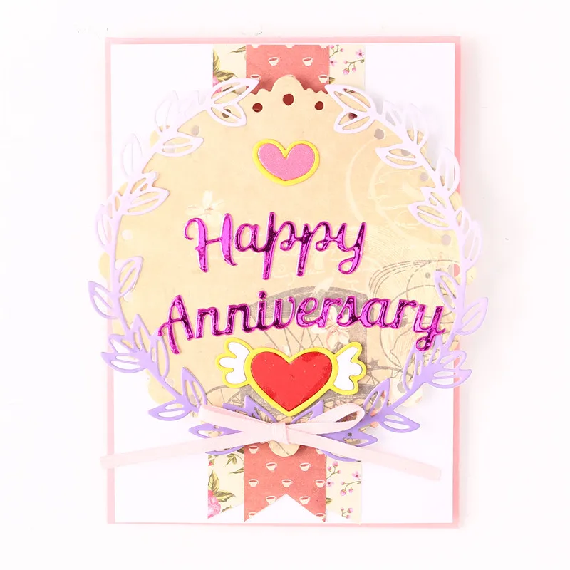

InLoveArts Happy Anniversary Letter Dies Love Metal Cutting Dies Card Making Scrapbooking Embossing Stencil Wreath Leaver Dies
