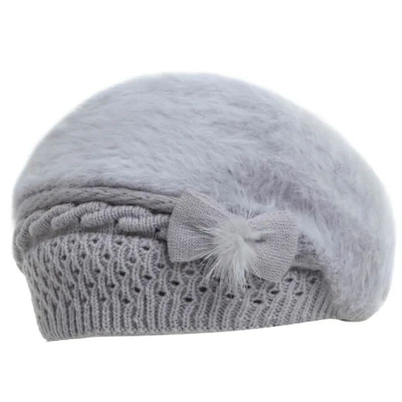 SILOQIN Trend Women's Hat Elegant Berets New Winter Thermal Fashion Bow Brands Cap Thicken Plus Velvet Female Winter Hats Chapeu