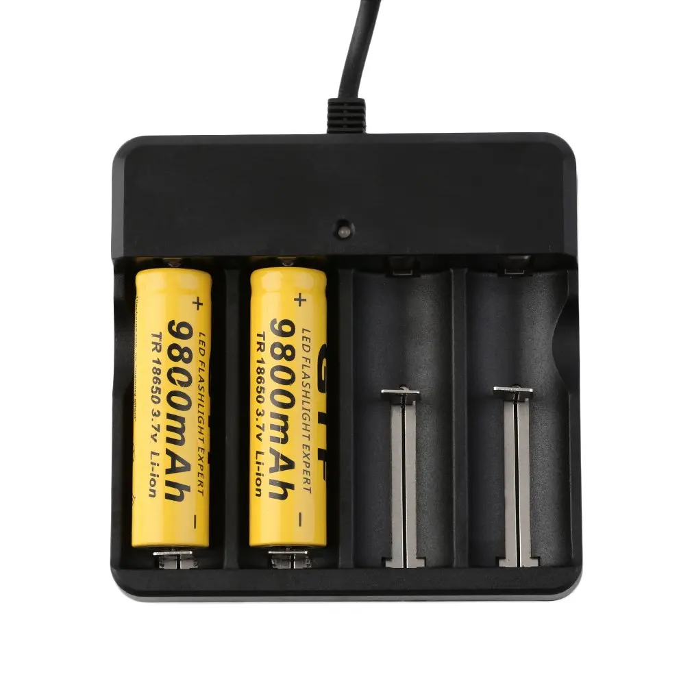 High Quality 4Pcs 18650 3.7V 9800mAh Protected Li-ion Battery + Universal US Stop Charger Promotion Fast
