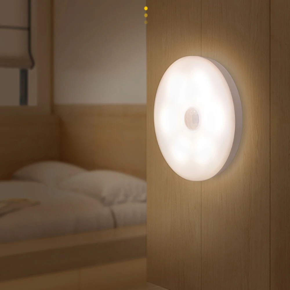 LED Motion Sensor Light Night Light USB Rechargeable Sensor Wireless Energy-saving Bedroom Cabinet Light Body Induction Lamp