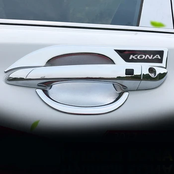 

ABS Chrome Car Outer Door Bowl Cover Sticker Decorated Door bowl Guard For Hyundai Kona Encino 2017 2018 Car Styling Accessories