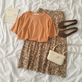 

Summer Colorful Flower Pattern Maxi Skirt Women High Waist Fashion A-line Shirt Female High Street Long Skirts Bottoms