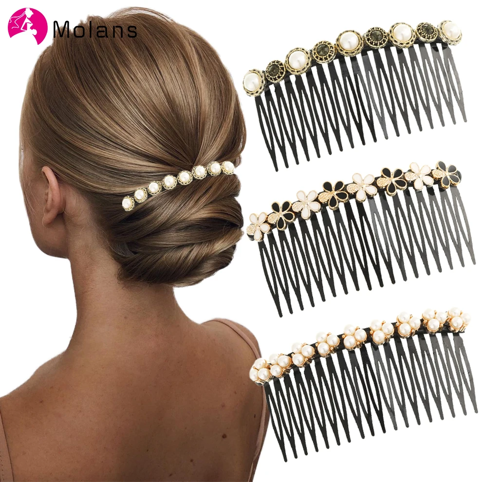 Molans Fashion Women Hairpins Rhinestone Pearl Hair Clip Claws Barrettes Combs Maker Bun Accessories Headwear |