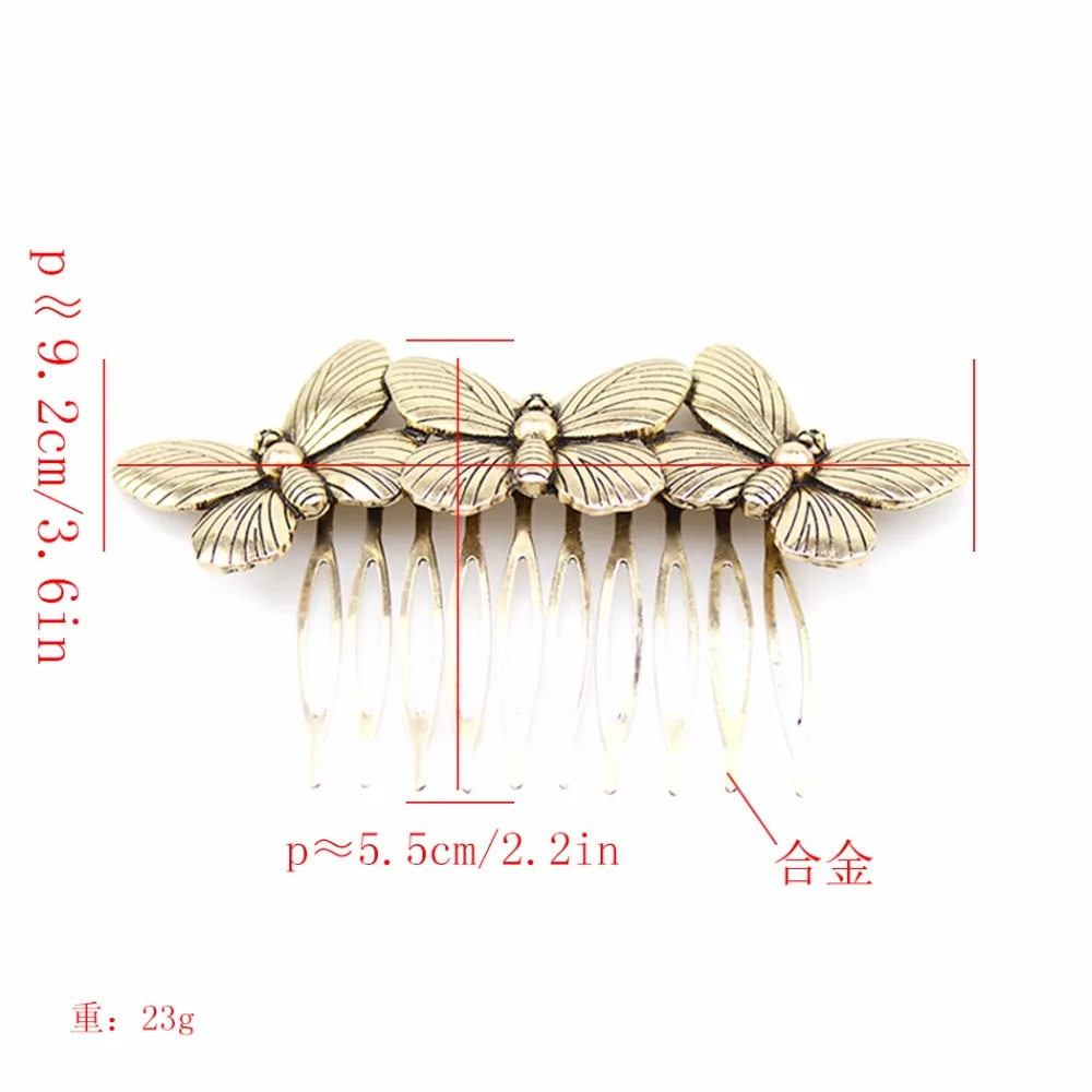 Hair Comb Jewelry Accessories Hair Accessory Hair Headdress Bridal Headwear Classic Vintage Fashion Alloy Retro Butterfly Hair Combs Ancient Style Tiara Bohemia Bride Hair Comb Headdress Jewelry