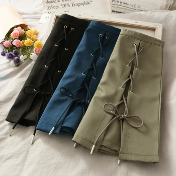 

2020 Autumn Korean Version Drawstring Lace-up High-Waisted A- line Skirts Women Mini Skirt Sexy