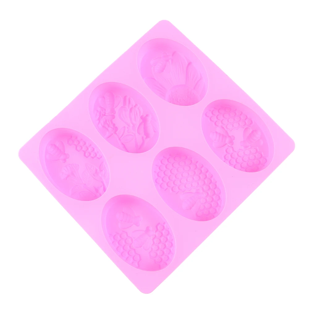 Новинка, для детей от 6 полости 3D формы для мыла с силиконовым гелем пчелы Овальный Форма мыло ручной работы плесень Портативный уникальные соты машина для производства мыла инструменты для рукоделия