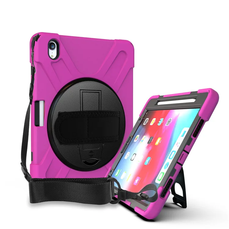Rose Чехол Ruged для apple iPad Pro, 11 дюймов,, детский Силиконовый противоударный чехол с держателем карандаша, Беспроводная зарядка, подставка с ручкой - Цвет: Rose