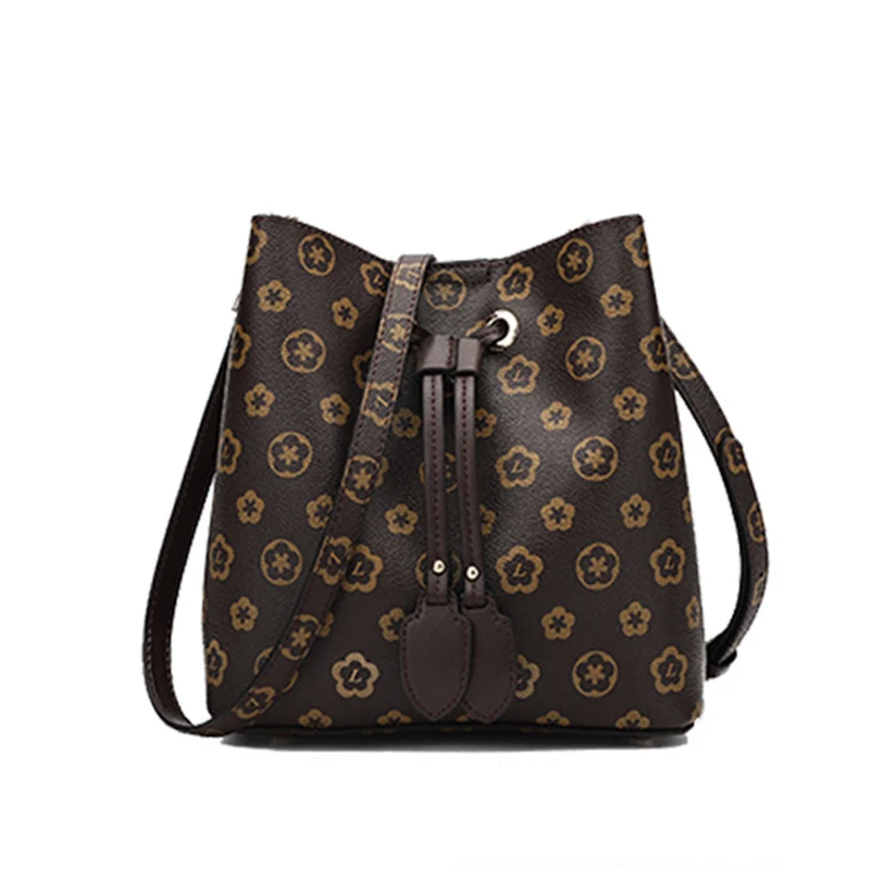 

World's Brand Trend Printing Shoulder Messenger crossbody Handbag Wild Large Capacity Drawstring Women's Bucket Bag