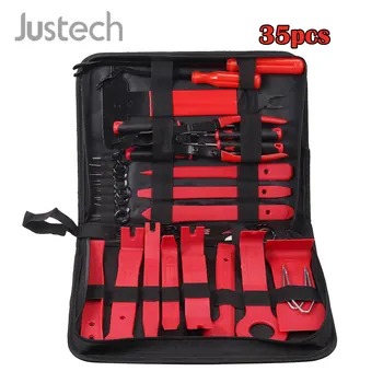 

Justech 35Pcs Red Car Trim Removal Molding Tool Kit Panel Door Pry Dash Interior Repair Clip Set For Car Audio Radio Repair Tool