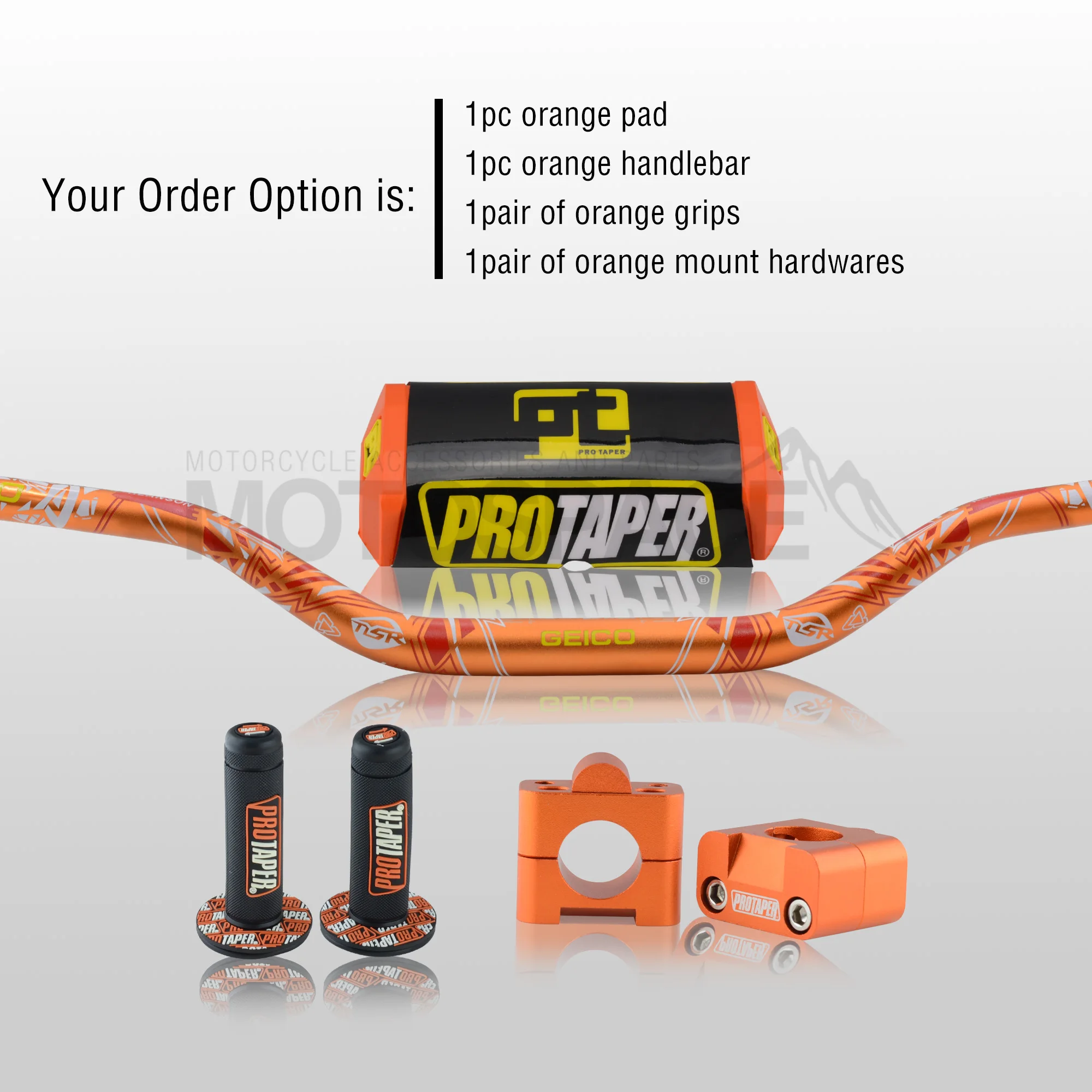 Orange Full Kit Руль для Pro Taper Pack Bar 1-1/" Phantasy ручка бар колодки ручки Pit Pro Гонки Грязь велосипед ямы мотоцикл с адаптер cnc - Цвет: Orange Full Kit