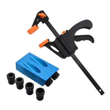 

8Pcs/set Pocket Hole Jig Kit 15 Degree 6/8/10mm Drive Adapter Oblique Drill Guide Puncher Locator Woodworking Tools