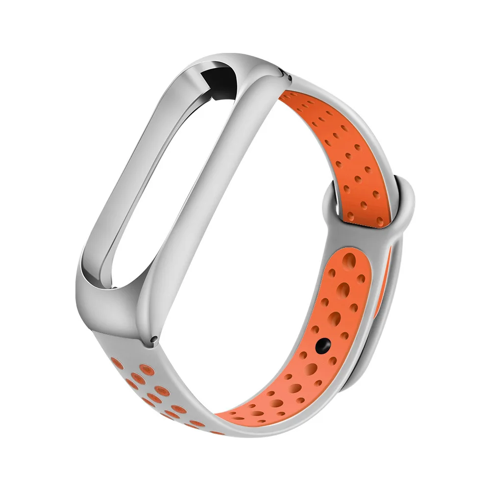 Для Xiaomi Mi Band 3 Силиконовый Браслет ремешок для часов металлический двойной цвет сменный ремешок для Xiaomi Mi Band 4 - Цвет: D