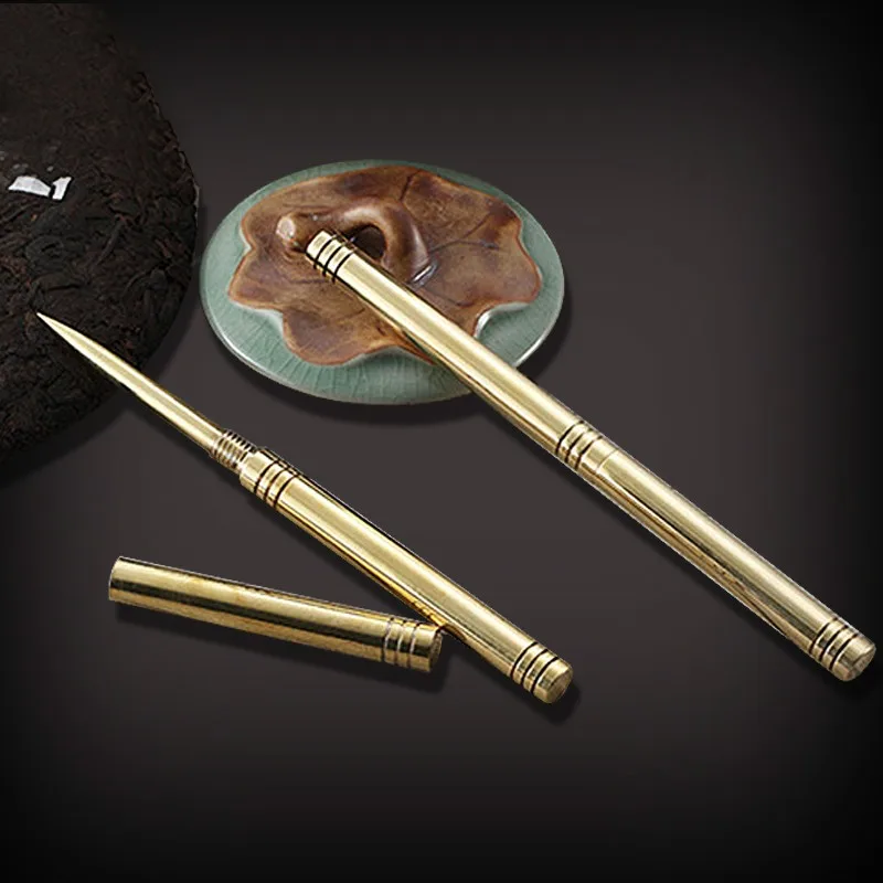 Brass Pu 'er Tea Knife for Kitchen, Pure Copper, Kung Fu Knife, Open Tea Prying, Needle Accessories