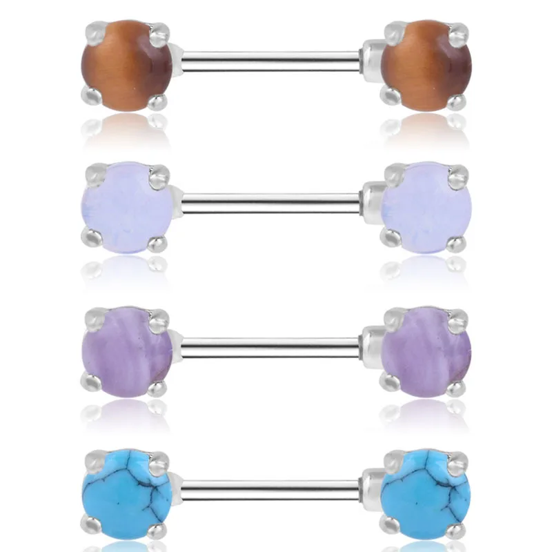 Elegant Opal Crystal Stainless Steel Nipple Piercing Jewelry Set