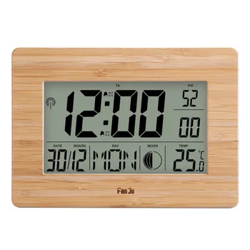 

LCD Digital Wall Clock Alarm Big Size Number Multifunction Wooden Alarm Clock Temperature Table Clocks Bedside Thermometer Clock