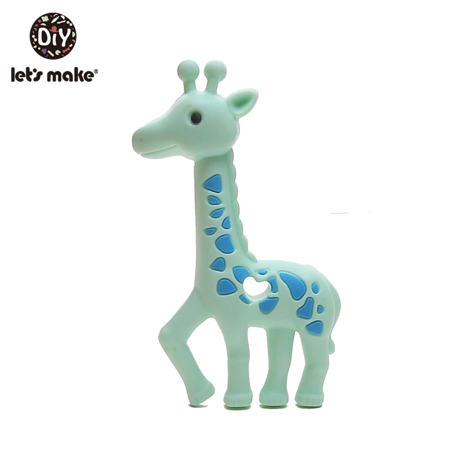 Let'S Make, силиконовый прорезыватель, 1 шт., миниатюрный стержень, без бисфенола, пищевая форма, мультяшная форма, соска, зажим, сделай сам, аксессуар, Детские Прорезыватели, милые игрушки - Цвет: mint giraffe