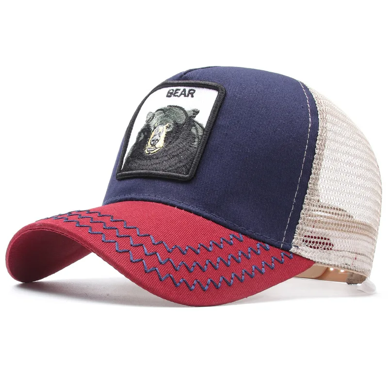 

2021 four seasons bear embroidery cotton Casquette Baseball Cap Mesh Breathable Adjustable Snapback Hats for men and women 179