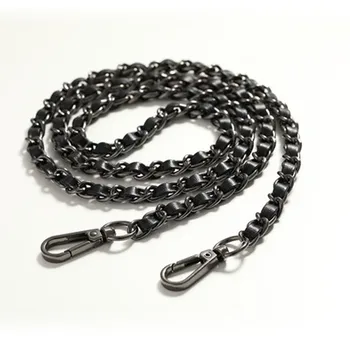 

Black PU Leather Purse Handle 11mm Replacement Metal Gun Black Shoulder Bag Chain Straps Obag Handles Handbag Accessoreis