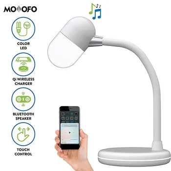 

3-in-1 Bluetooth Lamp with Wireless Charging Pad Bluetooth Speaker with Touch Control Dimmer Portable Lamp Design