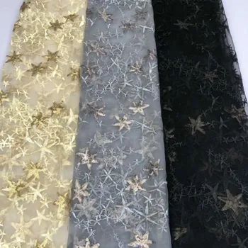 

Sequin Star Mesh Lace Fabric For Dress 2019 New DIY Sewing Cloth Fabric Embroidered French Organza Tull Lace Fabric
