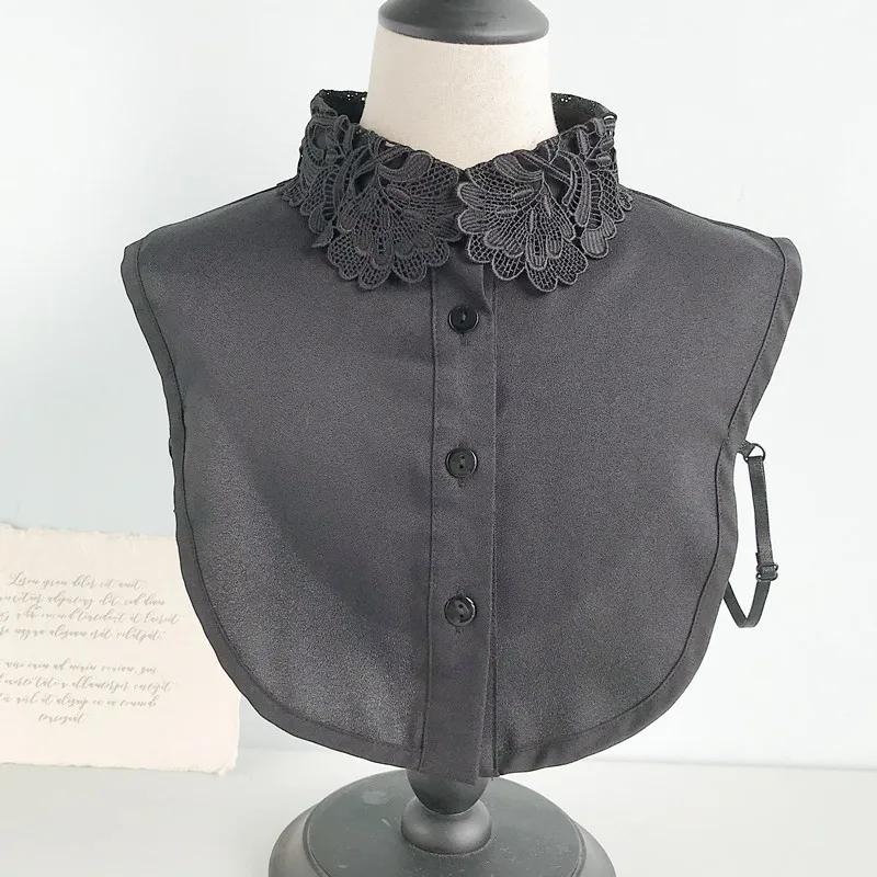 BlackB Модные женские аксессуары, винтажные кружевные однотонные топы и блузки для отдыха, шифоновые блузы Harajuku Feminina - Цвет: BlackB
