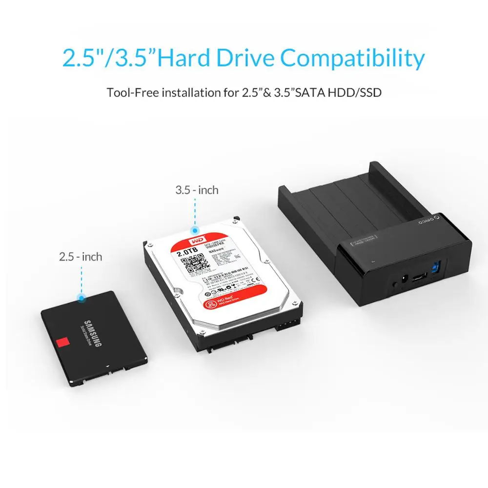 Карман внешний ORICO для жесткого диска 2 5 дюйма без инструментов SATA USB Тип B ESATA до 8