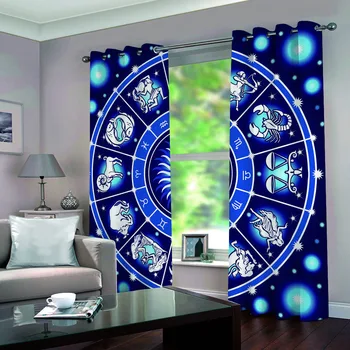 

SOFTBATF 12 Constellations Printing Curtain Blackout Curtains Fabric Drapes Window Curtains For living Room Bedroom Dropshipping