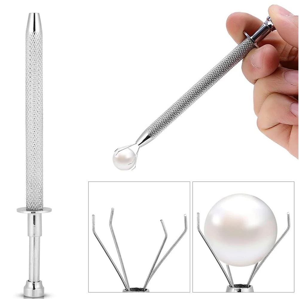 Professional Jewelry Holder Bead Ball Pick Up Tool Prong Tweezers Catcher  Crystal Grabbers with 4 Claws Earring Making Grasping